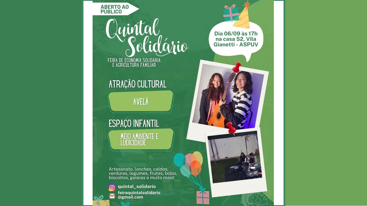 Quintal Solidário celebra aniversário e tem programação especial nesta quarta (6)